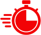 Red stopwatch icon on black background.